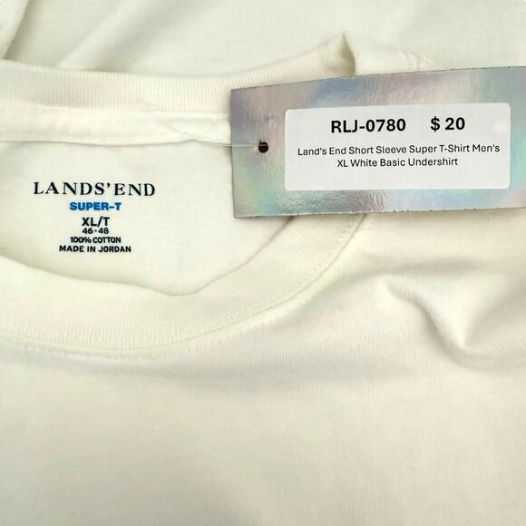 Land's End Short Sleeve Super T-Shirt Men's XL White Basic Undershirt - Picture 6 of 6